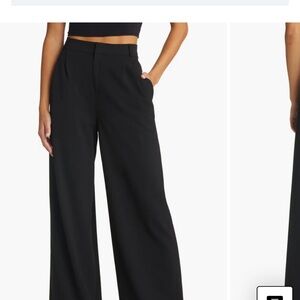 Elegant Olive Green Wide-Leg High-Waisted Pants